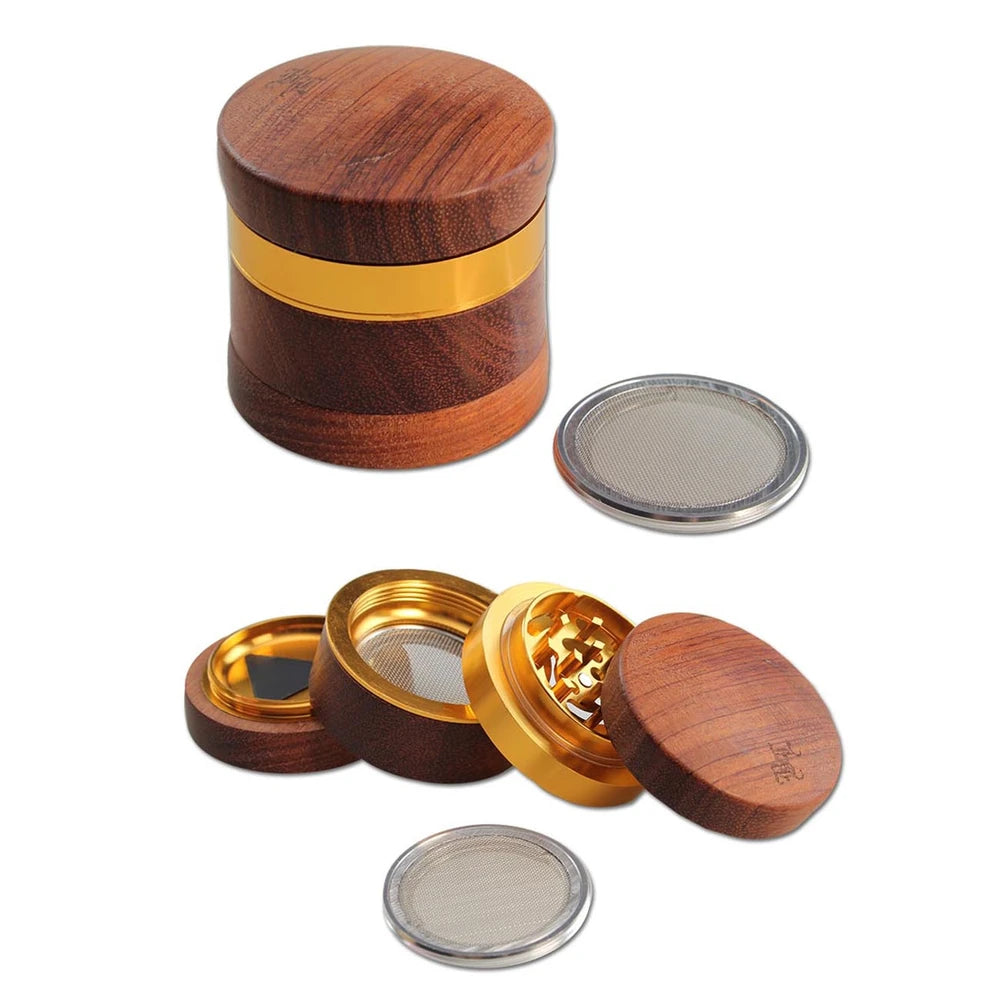 Nussholz Alu- Holzgrinder 4-tlg.