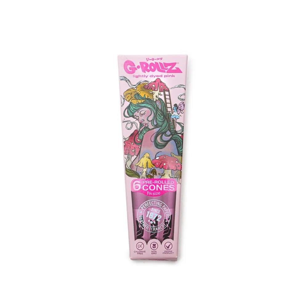 G-Rollz Shroomie 6 Pre-Rolled 1¼ Cones Lightly Dyed Pink