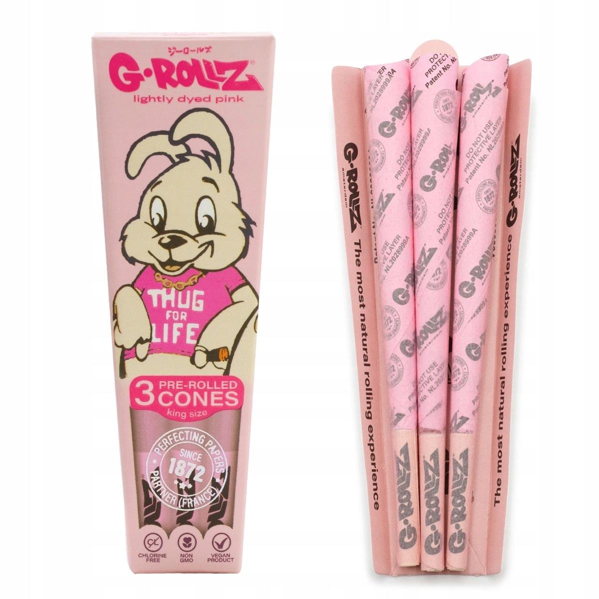 G-Rollz Banksy's Graffiti Thug for Life 3 Pre-Rolled KS Cones Lightly Dyed Pink