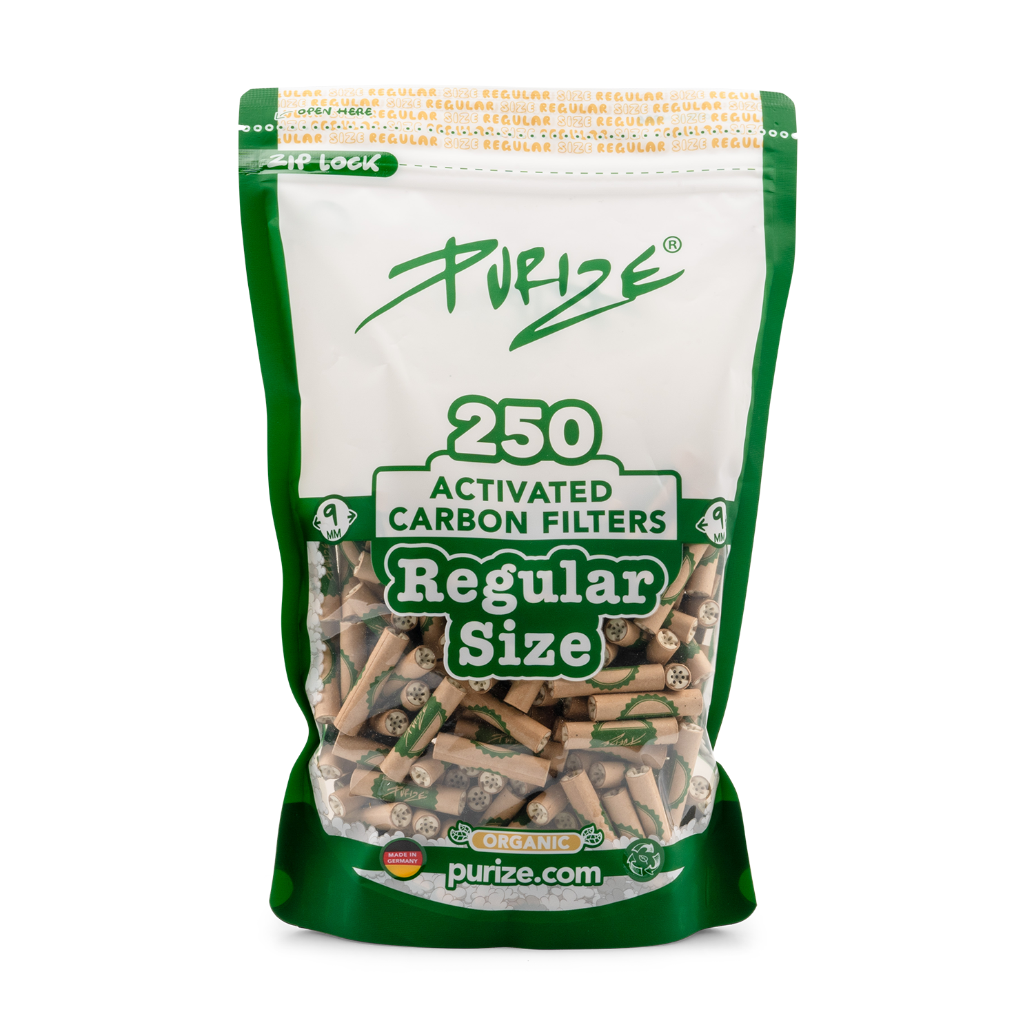 Aktivkohlefilter Regular Size 9mm Organic -  250er Pack