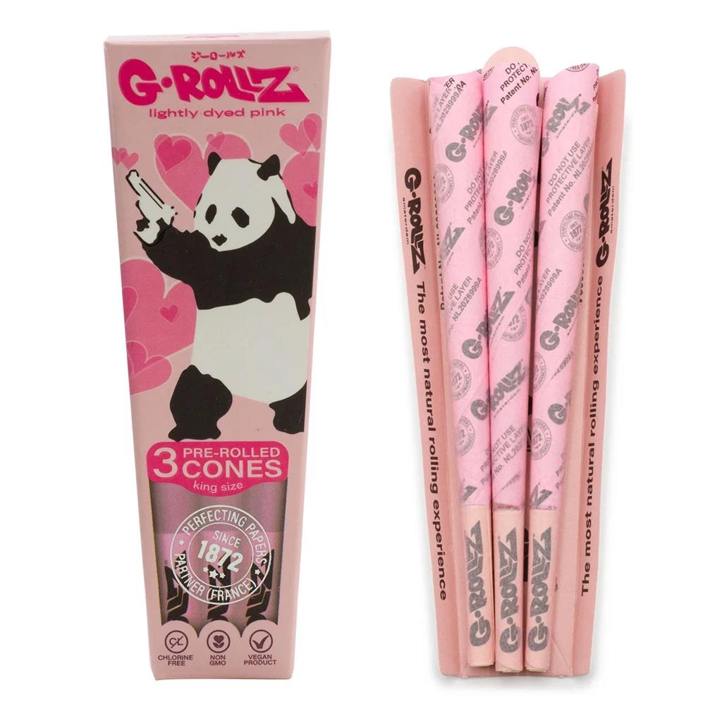 G-Rollz Banksy's Graffiti Panda Gunnin 3 Pre-Rolled KS Cones Lightly Dyed Pink