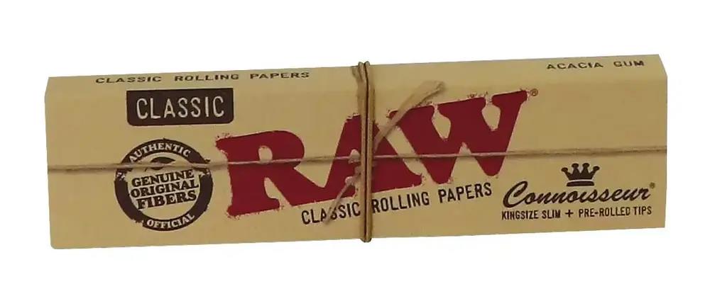 RAW Classic Connoisseur King Size Slim Papers + Prerolled Tips
