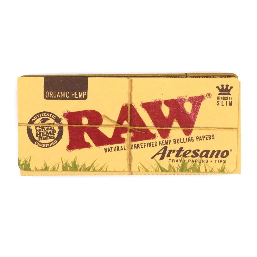 RAW Organic Hemp Artesano King Size Slim Papers + Tips und Tray