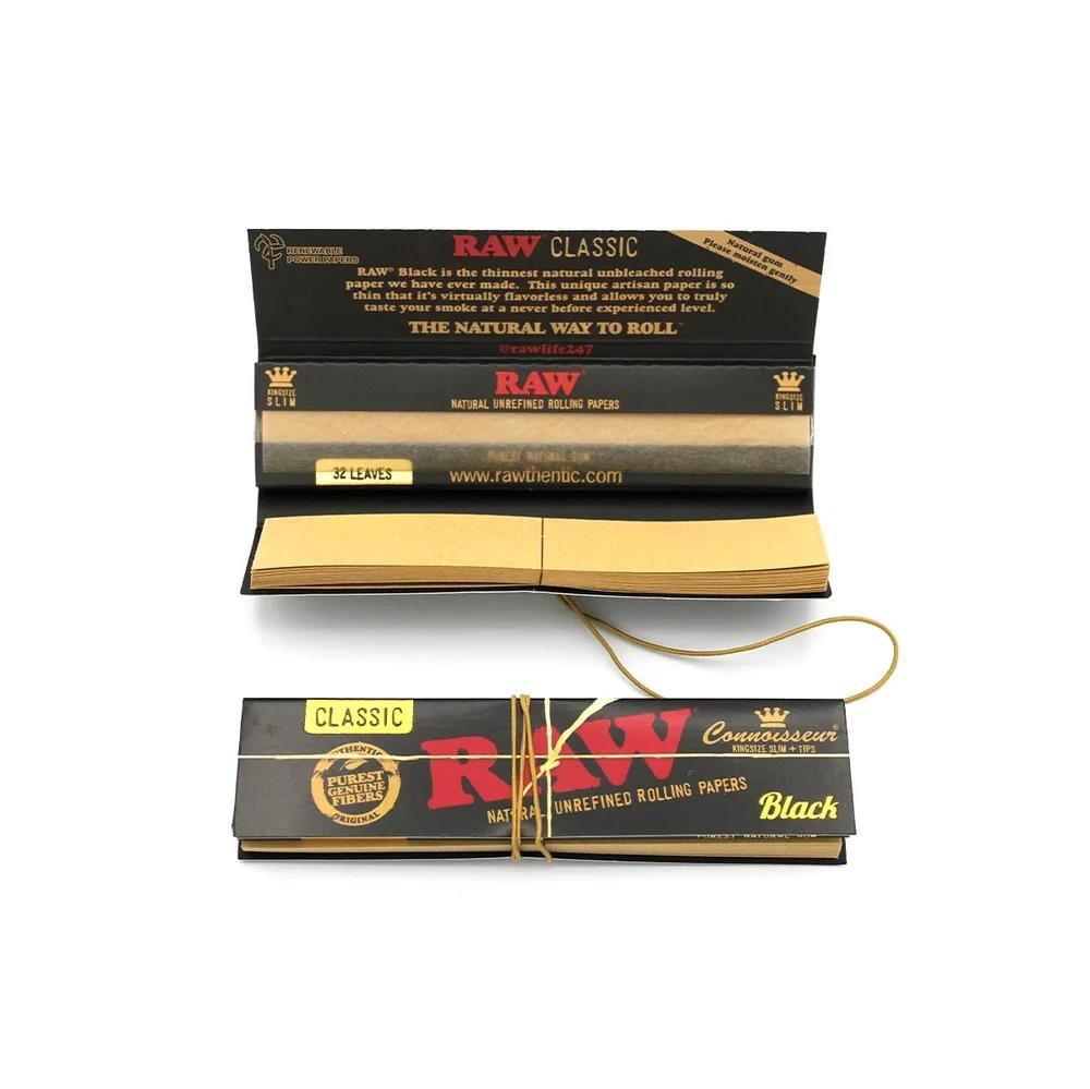 RAW Black Classic Connoisseur King Size Slim Papers + Tips