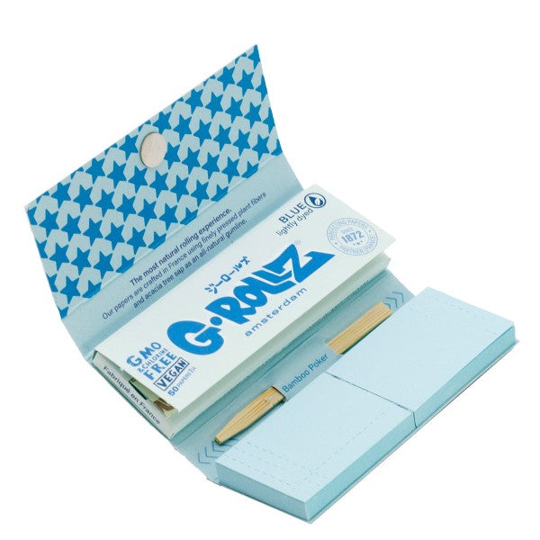 G-Rollz Pets Rock Lightly Dyed Blue 1¼ Papers + Tips & Poker