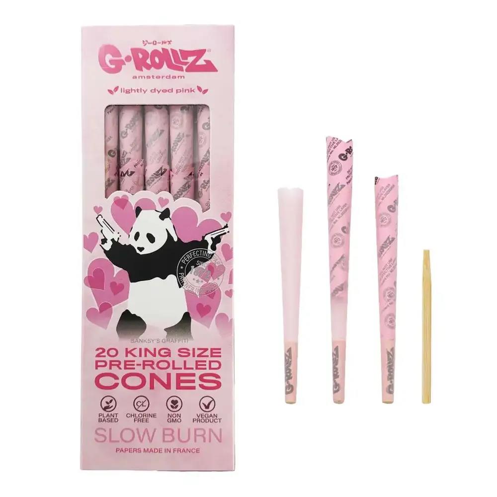 Banksy's Graffiti Panda Gunnin' 20 Pre-Rolled KS Cones Lightly Dyed Pink