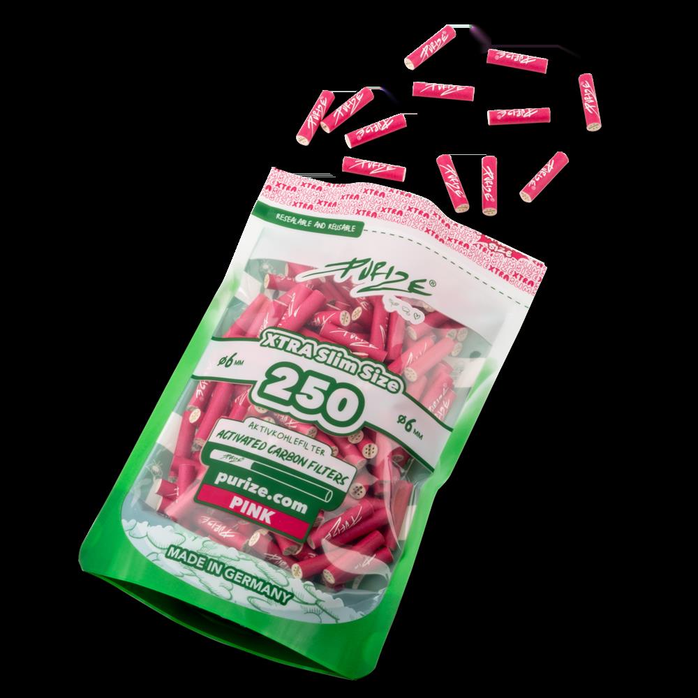 Aktivkohlefilter Pink Xtra Slim Size 6mm - 250er Pack