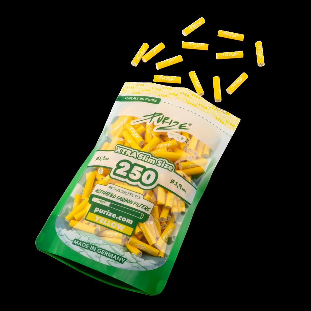Aktivkohlefilter Yellow Xtra Slim Size 6mm - 250er Pack