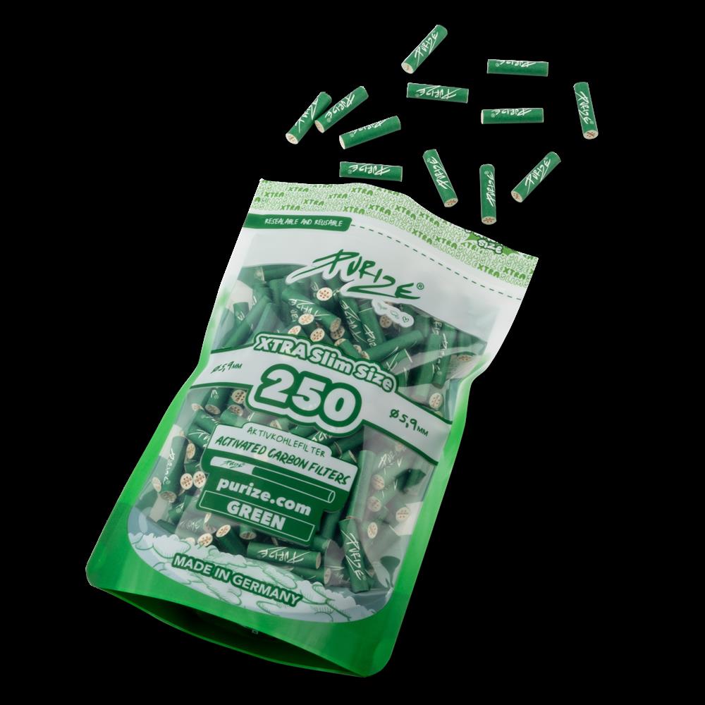 Aktivkohlefilter Green Xtra Slim Size 6mm - 250er Pack