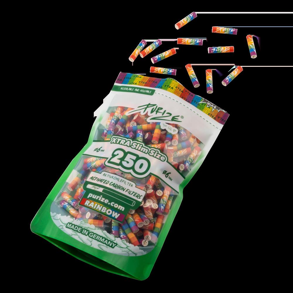 Aktivkohlefilter Rainbow Xtra Slim Size 6mm - 250er Pack