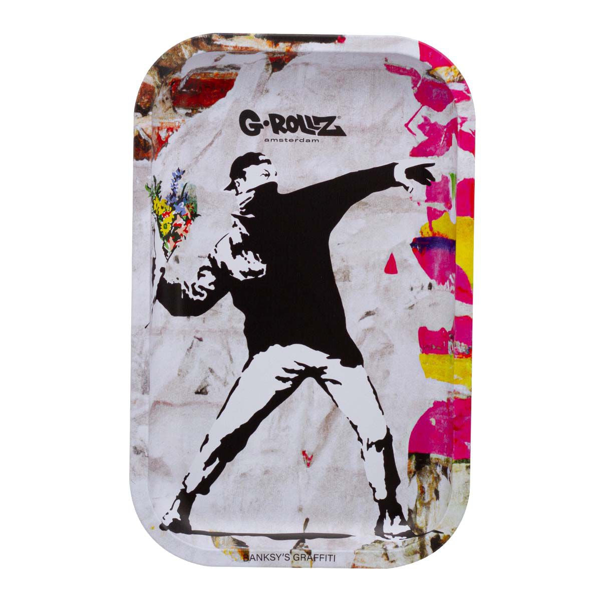 Banksy's Graffiti Flower Thrower Rolling Tray M