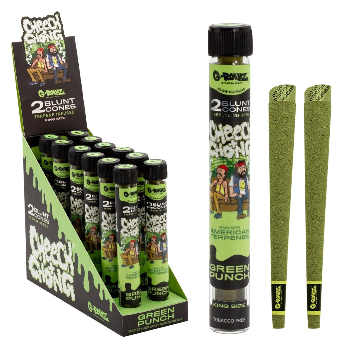 G-Rollz Cheech & Chong™ 2x Terpene Infused KS Blunt Cones  - Green Punch