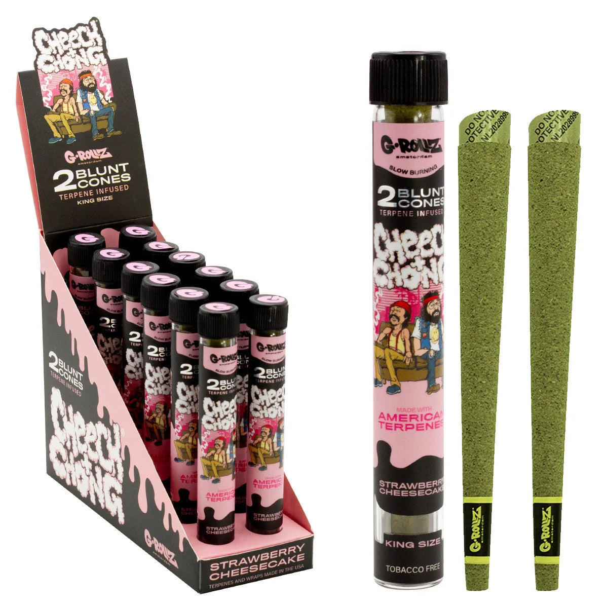 G-Rollz Cheech & Chong™  2x Terpene Infused KS Blunt Cones - Strawberry Cheesecake