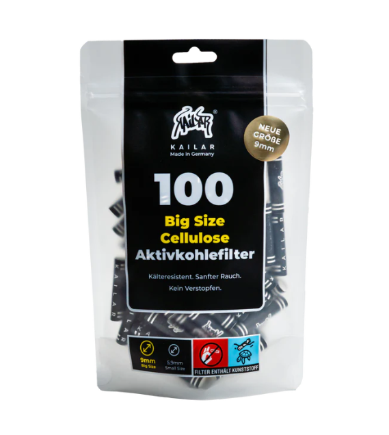 Aktivkohlefilter Big Size 100 Stück - 9mm