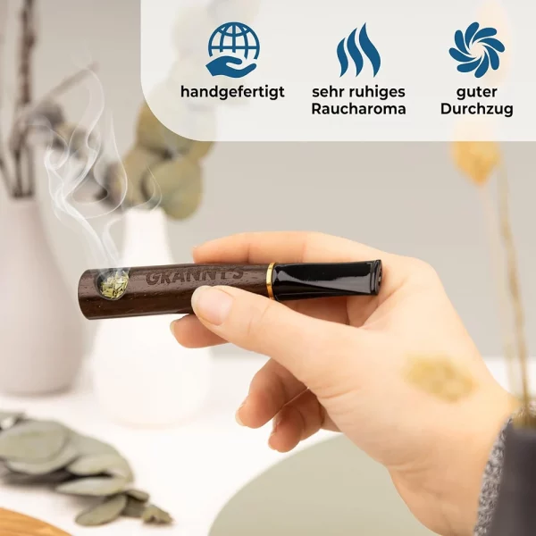 Granny's Premium Holzpfeife mit 9mm Aktivkohlefilter – Bild 3