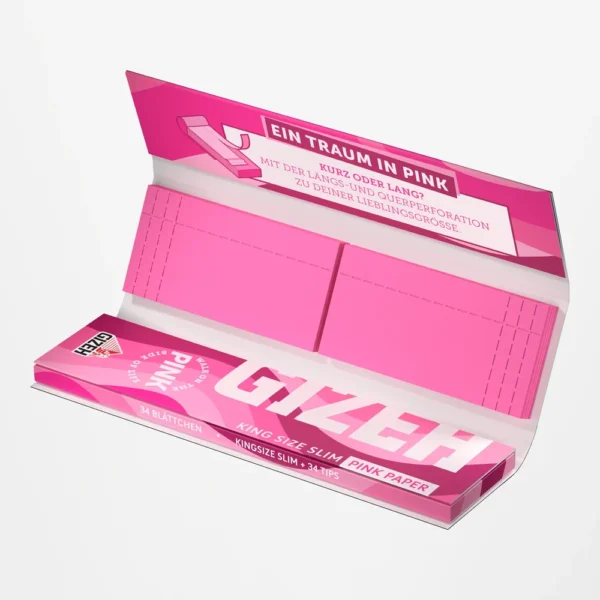 Gizeh Pink King Size Slim Papers + Tips – Bild 3