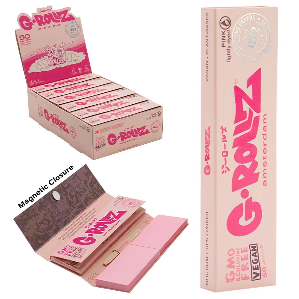 GR35A-DIS G-Rollz  Lightly Dyed Pink - 50 KS Slim Papers + Tips online kaufen.webp